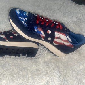 Red White and Blue women's Adidas Shoe